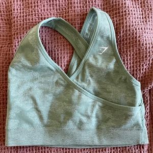 GYMSHARK light green camo sports bra